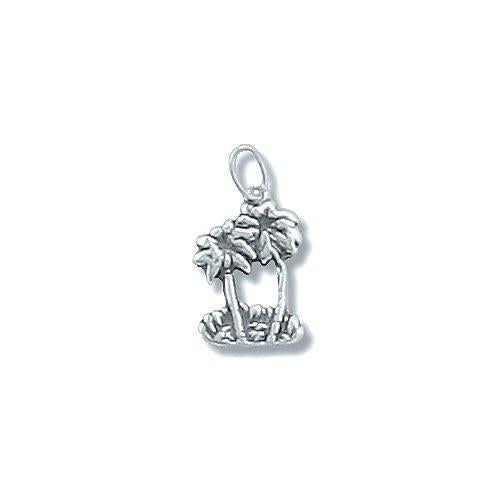 Sterling Silver, 9.4mm Width by 1.0mm Length by 14.3mm Height, Palm Trees Charm. Quantity Per Pack: 4 Pieces.