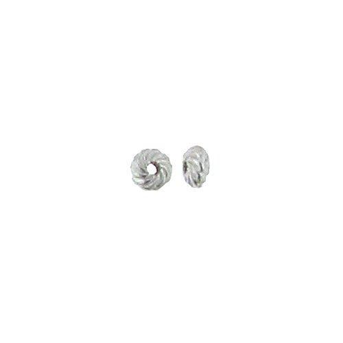 Beads. Sterling Silver 3.5mm Width by 2.0mm Height, Twisted Saucer Bead. Quantity per pack: 10 Pieces.