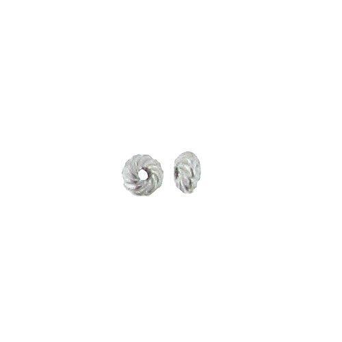 Beads. Sterling Silver 4.4mm Width by 2.5mm Height, Twisted Saucer Bead. Quantity per pack: 10 Pieces.