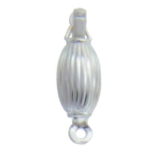 Sterling Silver, 21.1mm Width by 7.1mm Length by 7.1mm Height, Corrugated Oval Box Clasp. Quantity Per Pack: 1 Pair.