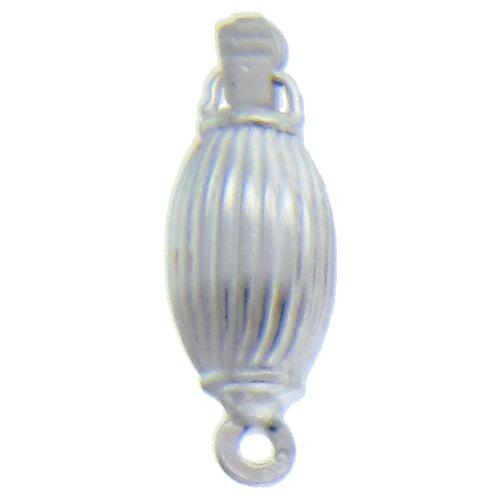 Sterling Silver, 23.6mm Width by 8.2mm Length by 8.2mm Height, Corrugated Oval Box Clasp. Quantity Per Pack: 1 Pair.