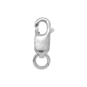 Clasps. Sterling Silver 4.0mm Width by 8.4mm Length by 2.1mm Thick, Plain Lobster Clasp With 3.6mm Width / Length Open Ring towards the top side. Quantity Per Pack: 10 Pieces.