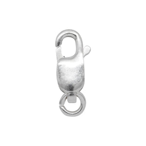 Clasps. Sterling Silver 4.90mm Width by 10.30mm Length by 2.35mm Thick, Plain Lobster Clasp With 3.75mm Width / Length Open Ring towards the top side. Quantity Per Pack: 10 Pieces.