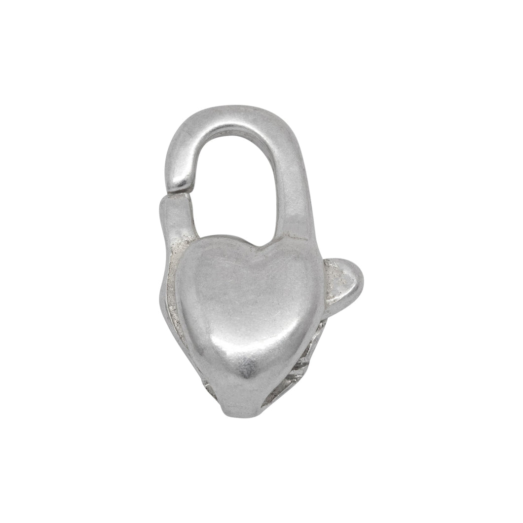 Clasps. Sterling Silver 7.45mm Width by 12.05mm Length by 3.00mm Thick, Heart Lobster Clasp With No Ring. Quantity Per Pack: 2 Pieces.