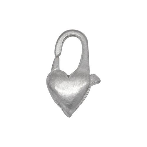 Clasps. Sterling Silver 8.30mm Width by 13.20mm Length by 3.80mm Thick, Heart Lobster Clasp With No Ring. Quantity Per Pack: 2 Pieces.