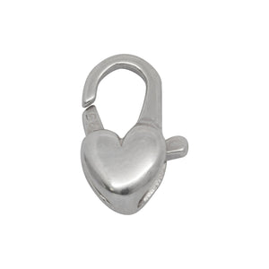 Clasps. Sterling Silver 9.55mm Width by 15.20mm Length by 4.20mm Thick, Heart Lobster Clasp With No Ring. Quantity Per Pack: 2 Pieces.