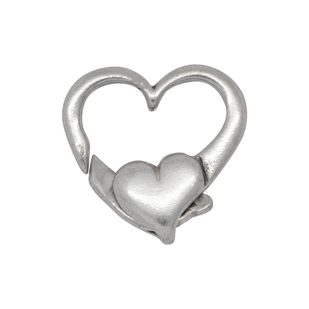 Clasps. Sterling Silver 16.0mm Width by 17.65mm Length by 4.0mm Thick, Heart Lobster Clasp With No Ring. Quantity Per Pack: 2 Pieces.