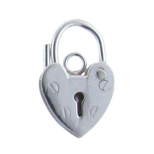 Clasps. Sterling Silver 9.85mm Width by 15.25mm Length by 2.77mm Thick, Heart Pad Lock Clasp With 3.00mm Width / Length Fix Ring. Quantity Per Pack: 1 Pieces.