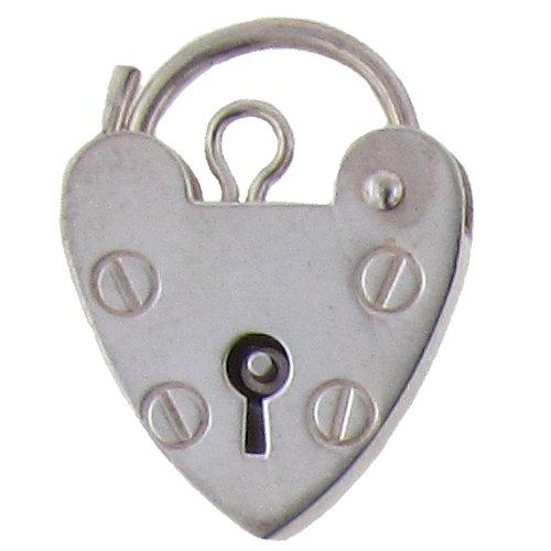 Clasps. Sterling Silver 14.60mm Width by 21.60mm Length by 2.75mm Thick, Heart Pad Lock Clasp With 3.08mm Width / Length Fix Ring. Quantity Per Pack: 1 Pieces.