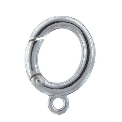 Sterling Silver, 16.2mm Width by 3.4mm Length by 22.5mm Height, Oval Push-Release Clasp with 5.0mm Fix Ring at the bottom. Quantity Per Pack: 2 Pieces.