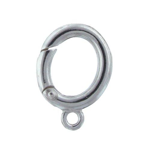 Sterling Silver, 13.9mm Width by 3.2mm Length by 20.7mm Height, Oval Push-Release Clasp with 5.0mm Fix Ring at the bottom. Quantity Per Pack: 2 Pieces.