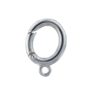 Sterling Silver, 10.2mm Width by 2.7mm Length by 12.9mm Height, Oval Push-Release Clasp with 4.5mm Fix Ring at the bottom. Quantity Per Pack: 2 Pieces.