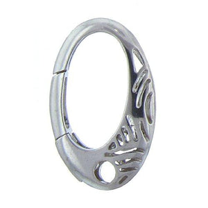 Sterling Silver, 17.1mm Width by 4.5mm Length by 25.6mm Height, Filigree Textured Oval Push-Release Clasp with Strand Hole at the bottom. Quantity Per Pack: 1 Pieces.