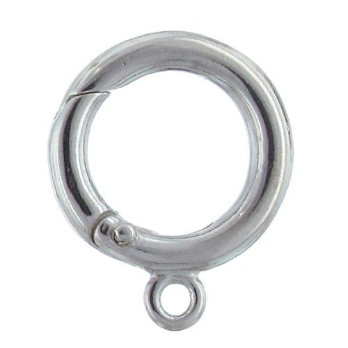 Sterling Silver, 19.1mm Width / Height by 3.3mm Length, Smooth Circle Push-Release Clasp with 4.9mm Fixed Ring at the Bottom. Quantity Per Pack: 1 Piece.