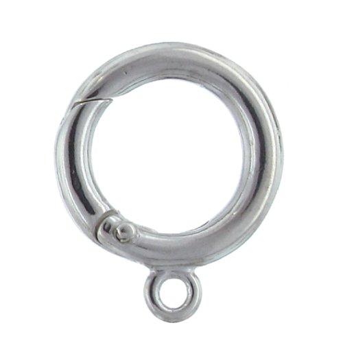 Sterling Silver, 16.5mm Width / Height by 3.1mm Length, Smooth Circle Push-Release Clasp with 4.9mm Fixed Ring at the Bottom. Quantity Per Pack: 1 Piece.