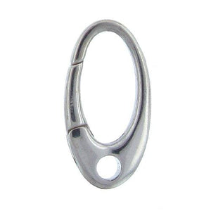 Sterling Silver, 12.2mm Width by 3.8mm Length by 21.9mm Height, Oval Push-Release Clasp with Strand Hole in the bottom. Quantity Per Pack: 1 Piece.