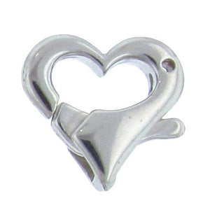 Sterling Silver, 14.4mm Width by 4.7mm Length by 14.1mm Height, Heart Clasp with 1.2mm Opening at the top. Quantity Per Pack: 2 Pieces.