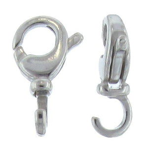 Sterling Silver, 8.8mm Width by 5.1mm Length by 15.1mm Height, Lobster Trigger Clasp with 5.0mm Open Loop at the bottom. Quantity Per Pack: 2 Pieces.