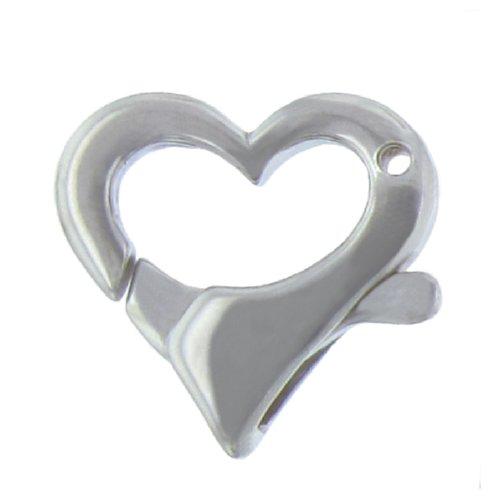 Sterling Silver, 22.4mm Width by 5.6mm Length by 22.1mm Height, Heart Clasp with 1.7mm Opening at the top. Quantity Per Pack: 1 Piece.