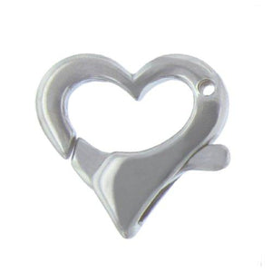 Sterling Silver, 19.2mm Width by 5.0mm Length by 18.8mm Height, Heart Clasp with 1.7mm Opening at the top. Quantity Per Pack: 2 Pieces.