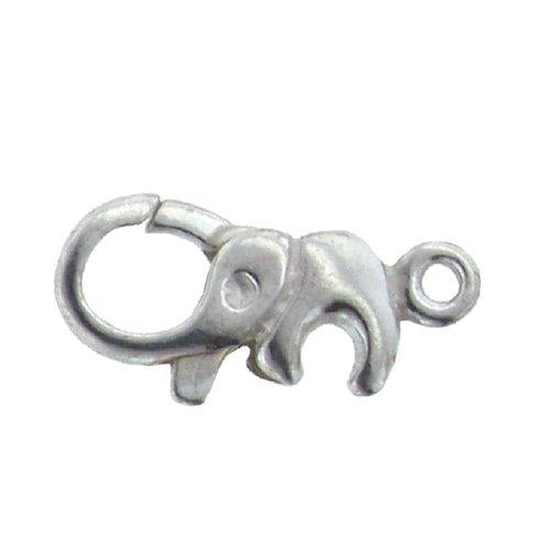 Clasps. Sterling Silver 11.00mm Width by 21.15mm Length by 4.10mm Thick, Elephant Lobster Clasp With 4.42mm Width / Length Fix Ring on bottom of Elephant Lobster Clasp. Quantity Per Pack: 1 Piece.