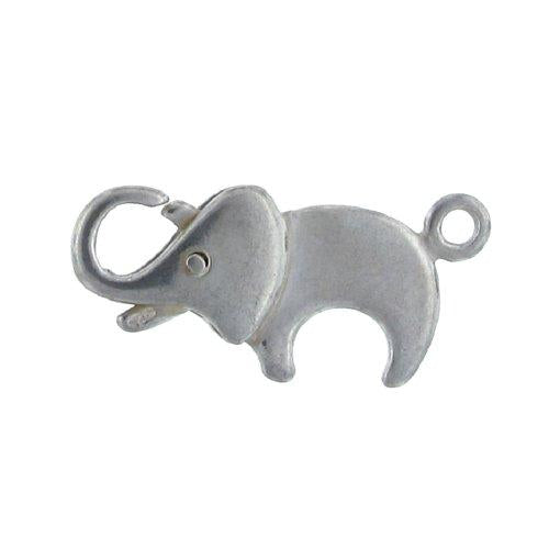 Clasps. Sterling Silver 12.30mm Width by 27.00mm Length by 3.90mm Thick, Elephant Lobster Clasp With 4.30mm Width / Length Fix Ring on bottom of Elephant Lobster Clasp. Quantity Per Pack: 2 Pieces.