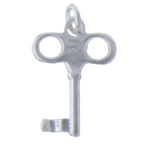 Sterling Silver, 13.2mm Width by 2.3mm Length by 19.2mm Height, Key Charm. Quantity Per Pack: 3 Pieces.