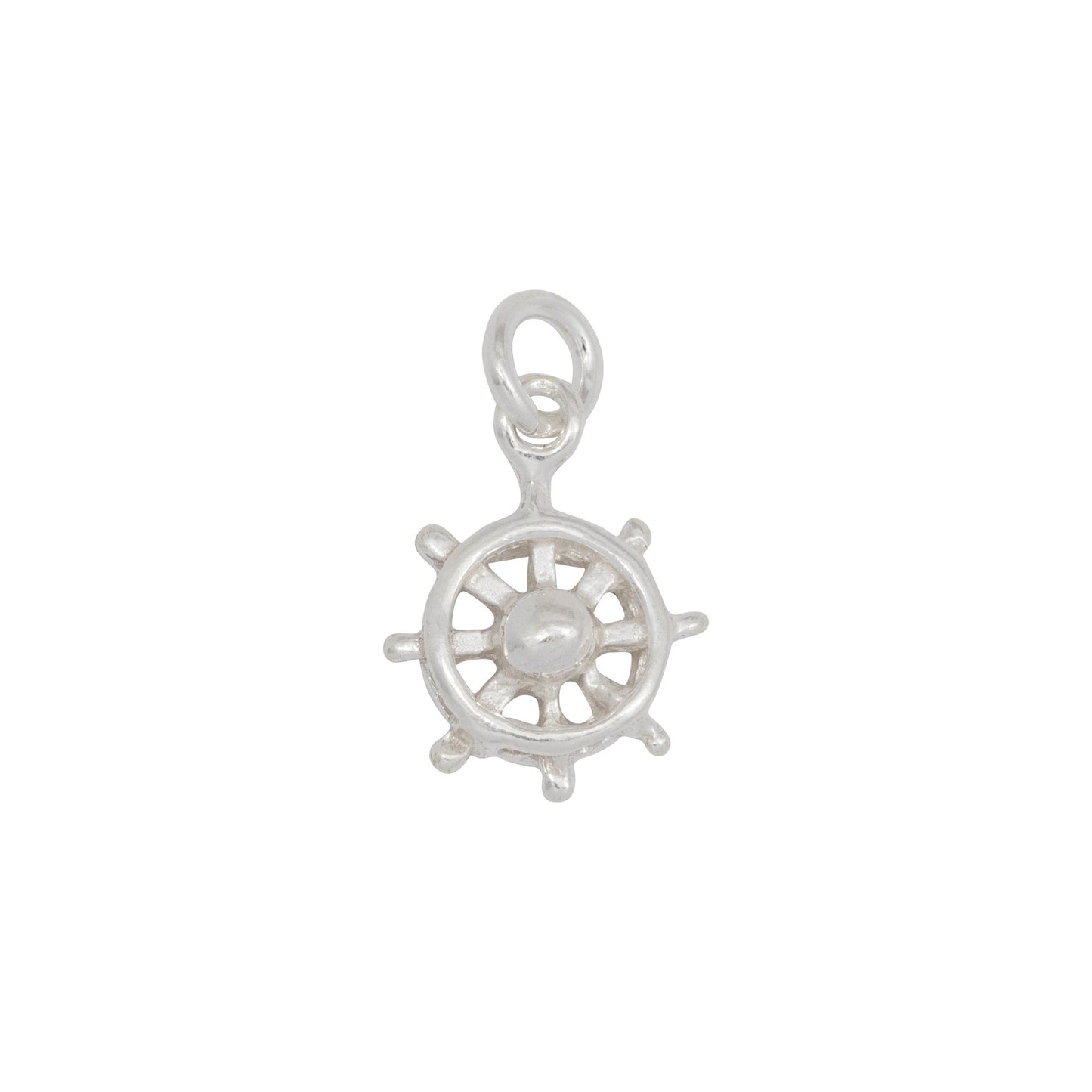 Sterling Silver, 10.9mm Width by 3.3mm Length by 13.7mm Height, Wheel Charm. Quantity Per Pack: 6 Pieces.