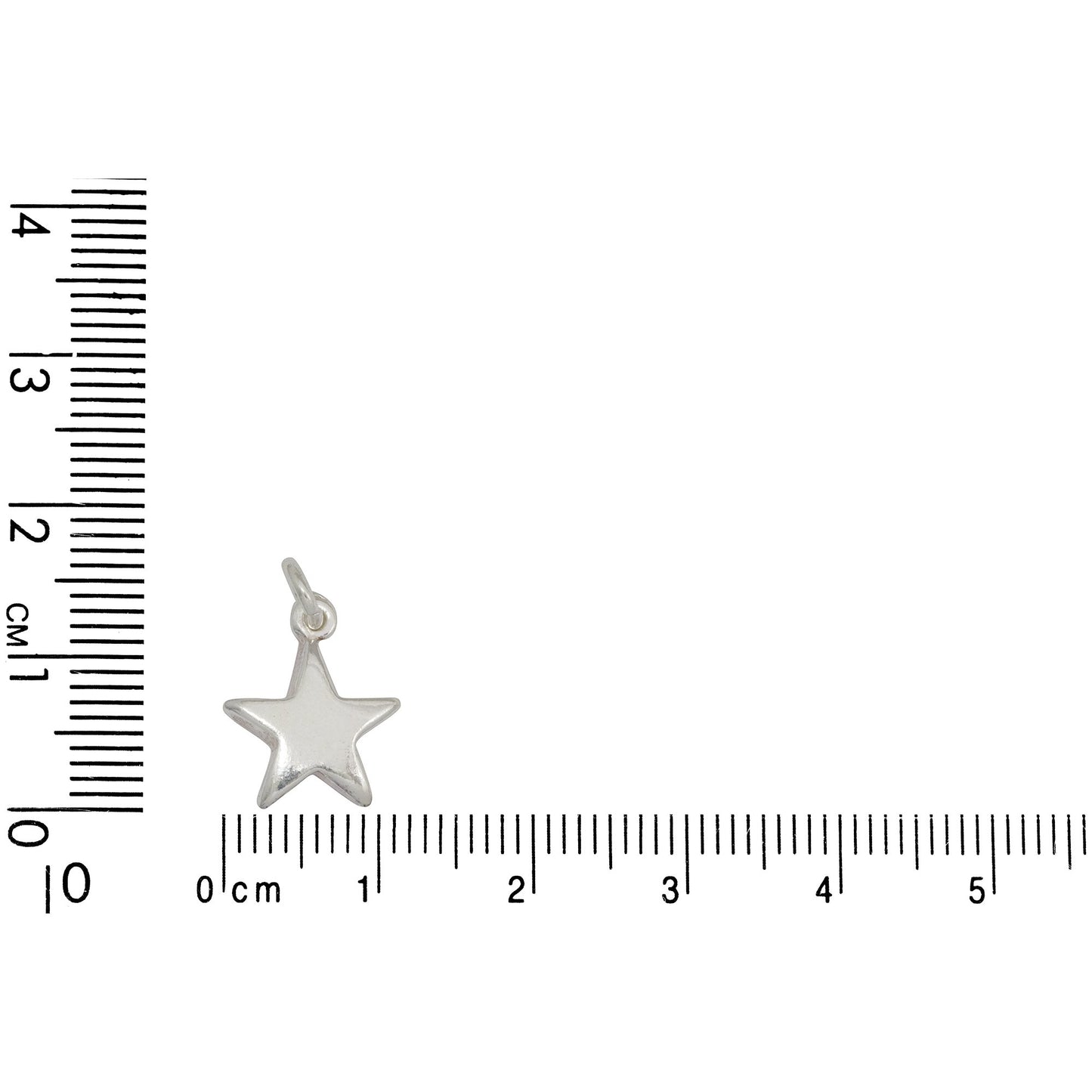 Sterling Silver, 11.5mm Width by 2.5mm Length by 13.7mm Height, Star Charm. Quantity Per Pack: 3 Pieces.