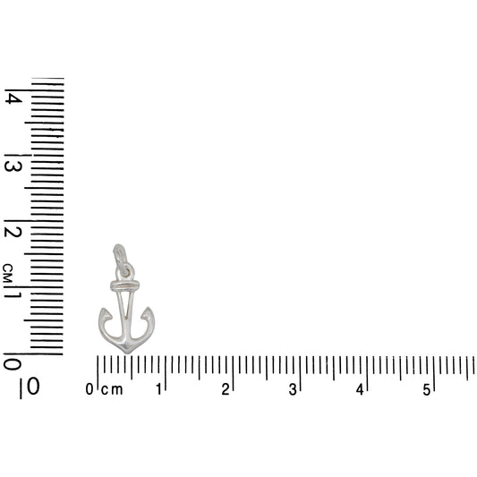 Sterling Silver, 8.4mm Width by 1.6mm Length by 13.8mm Height, Anchor Charm. Quantity Per Pack: 5 Pieces.