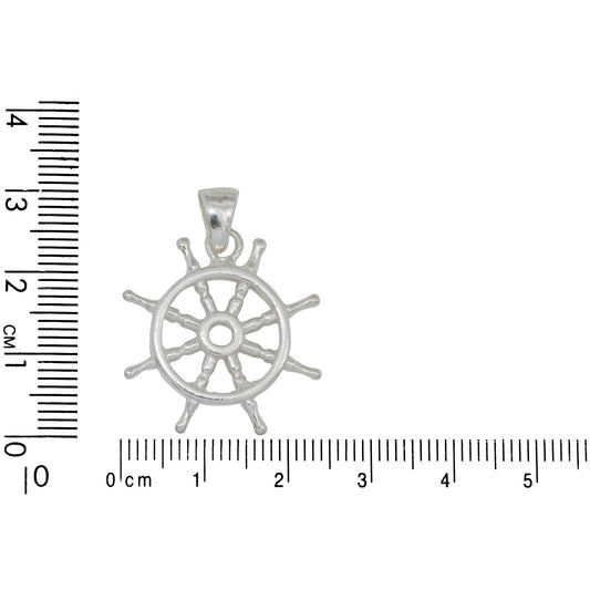 Sterling Silver, 23.6mm Width by 3.3mm Length by 25.1mm Height, Wheel Pendant. Quantity Per Pack: 1 Piece.