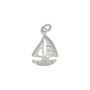 Sterling Silver, 11.4mm Width by 1.5mm Length by 17.3mm Height, Sail Boat Charm. Quantity Per Pack: 6 Pieces.