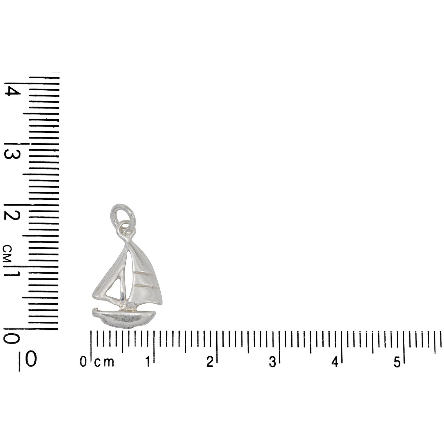 Sterling Silver, 11.4mm Width by 1.5mm Length by 17.3mm Height, Sail Boat Charm. Quantity Per Pack: 6 Pieces.