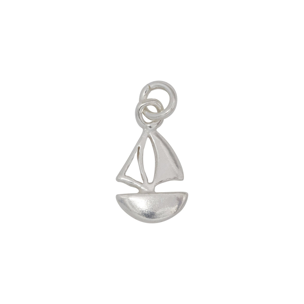 Sterling Silver, 8.5mm Width by 1.7mm Length by 15.2mm Height, Sail Boat Charm. Quantity Per Pack: 5 Pieces.