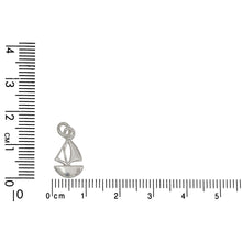 Load image into Gallery viewer, Sterling Silver, 8.5mm Width by 1.7mm Length by 15.2mm Height, Sail Boat Charm. Quantity Per Pack: 5 Pieces.
