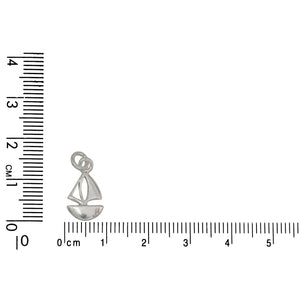 Sterling Silver, 8.5mm Width by 1.7mm Length by 15.2mm Height, Sail Boat Charm. Quantity Per Pack: 5 Pieces.