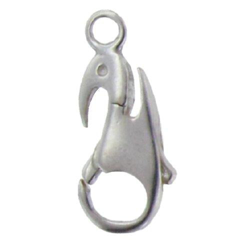 Clasps. Sterling Silver 9.50mm Width by 20.55mm Length by 2.73mm Thick, Duck Lobster Clasp With 3.90mm Width / Length Fix Ring. Quantity Per Pack: 5 Pieces.