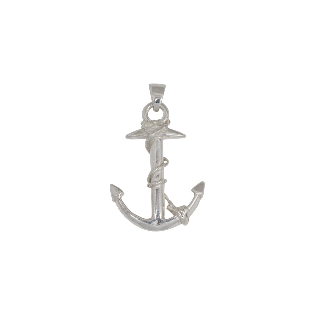 Sterling Silver, 26.1mm Width by 6.3mm Length by 36.3mm Height, Anchor Pendant. Quantity Per Pack: 1 Piece.