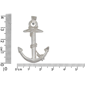 Sterling Silver, 26.1mm Width by 6.3mm Length by 36.3mm Height, Anchor Pendant. Quantity Per Pack: 1 Piece.