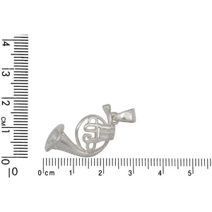 Sterling Silver, 15.8mm Width by 10.7mm Length by 27.7mm Height, French Horn Pendant. Quantity Per Pack: 1 Piece.