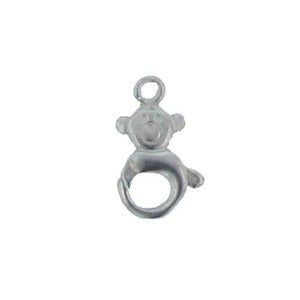 Clasps. Sterling Silver 12.75mm Width by 21.00mm Length by 3.95mm Thick, Teddy Bear Lobster Clasp With 4.85mm Width / Length Fix Ring on Top of Teddy Bear Lobster Clasp. Quantity Per Pack: 2 Pieces.