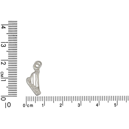 Sterling Silver, 7.8mm Width by 2.1mm Length by 17.1mm Height, Harp Charm. Quantity Per Pack: 5 Pieces.
