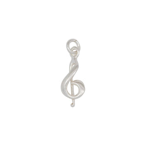 Sterling Silver, 7.1mm Width by 3.6mm Length by 17.4mm Height, Clef Music Note Charm. Quantity Per Pack: 4 Pieces.