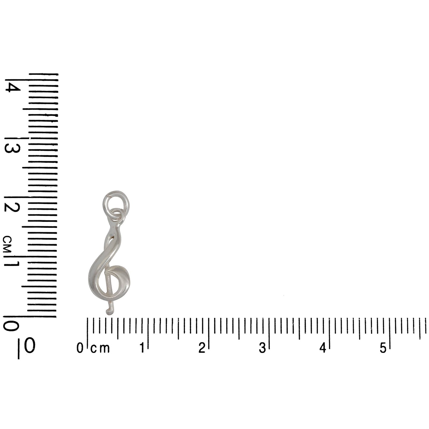 Sterling Silver, 7.1mm Width by 3.6mm Length by 17.4mm Height, Clef Music Note Charm. Quantity Per Pack: 4 Pieces.