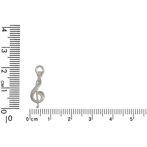 Sterling Silver, 7.1mm Width by 3.6mm Length by 17.4mm Height, Clef Music Note Charm. Quantity Per Pack: 4 Pieces.