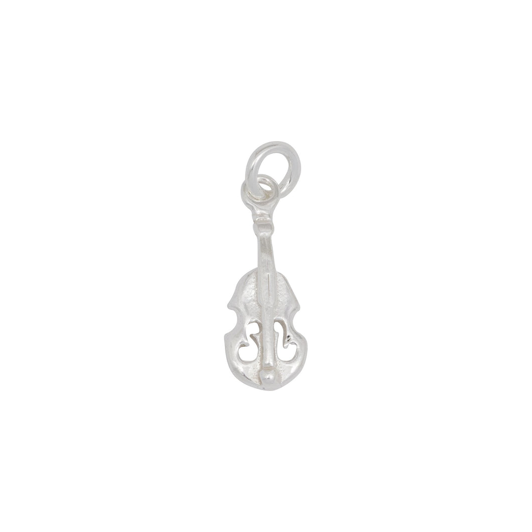 Sterling Silver, 6.5mm Width by 2.4mm Length by 17.5mm Height, Violin Charm. Quantity Per Pack: 4 Pieces.