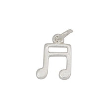 Load image into Gallery viewer, Sterling Silver, 9.6mm Width by 1.2mm Length by 12.8mm Height, Music Note Charm. Quantity Per Pack: 5 Pieces.
