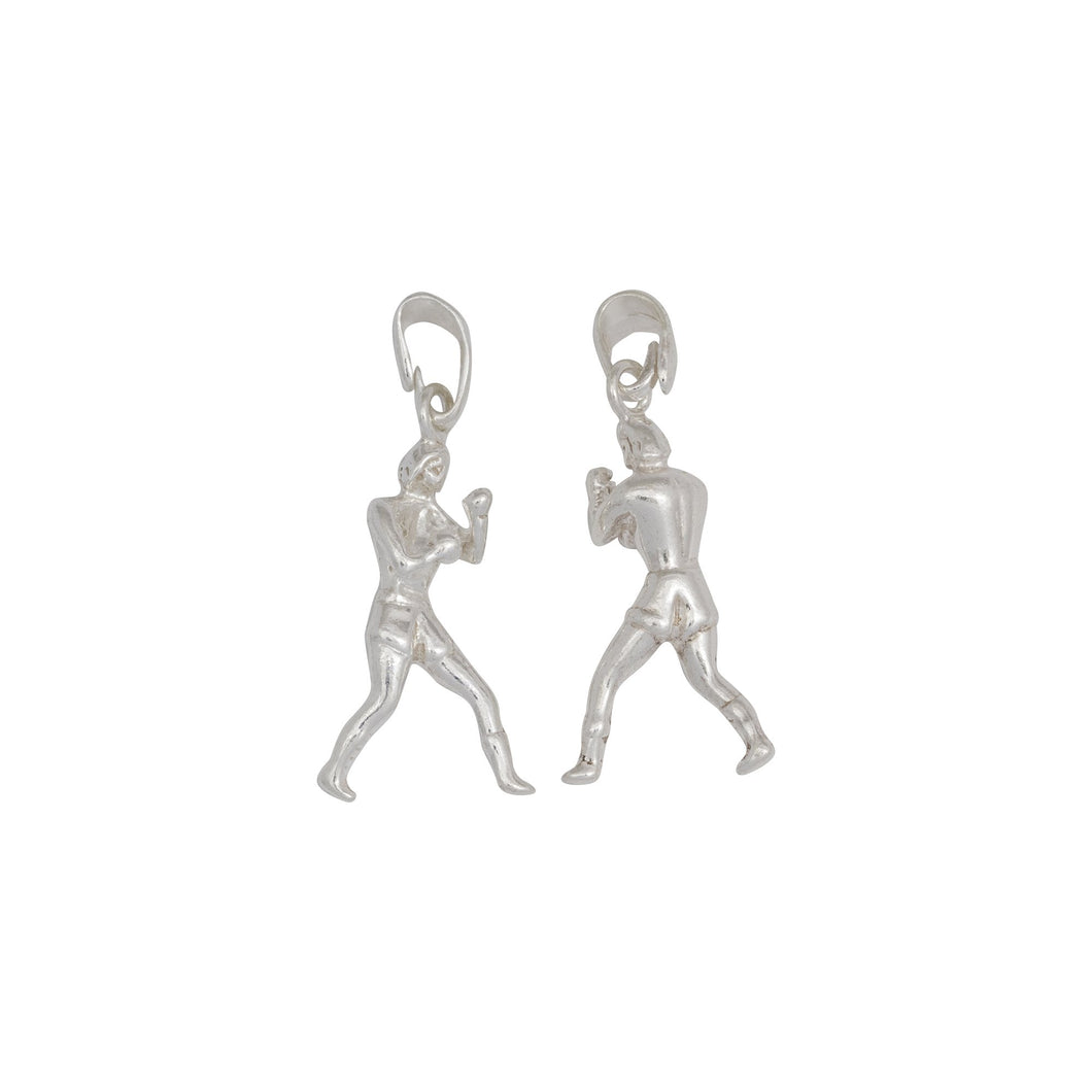 Sterling Silver, 14.2mm Width by 5.5mm Length by 27.6mm Height, Boxer Pendant. Quantity Per Pack: 2 Pieces.