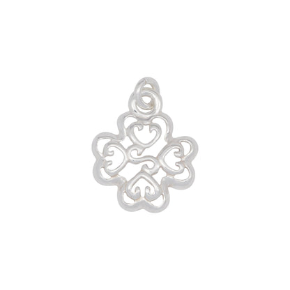 Sterling Silver, 14.3mm Width by 2.3mm Length by 17.1mm Height, Filigree Flower Charm. Quantity Per Pack: 5 Pieces.