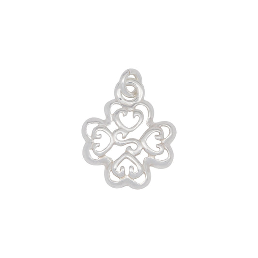 Sterling Silver, 14.3mm Width by 2.3mm Length by 17.1mm Height, Filigree Flower Charm. Quantity Per Pack: 5 Pieces.